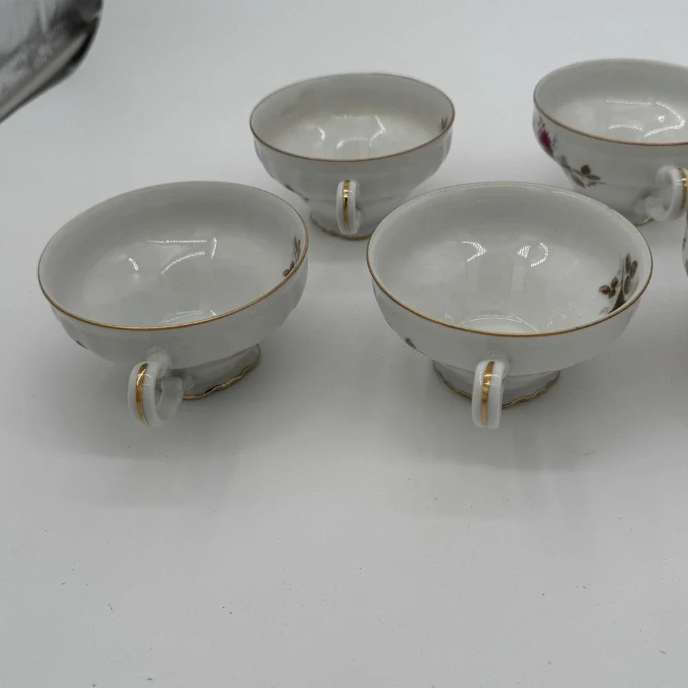 Vintage Royal Rose Fine China Japan Teacups Lot‎ Of 7 Pink Floral Gold Trim